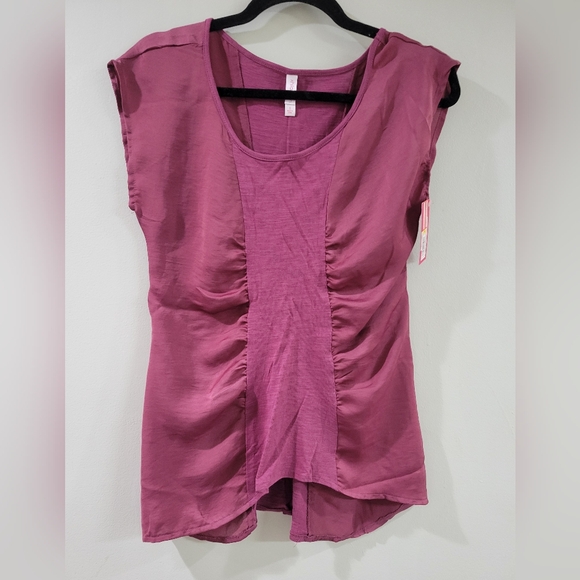 Xhilaration Tops - NWT WOVEN KNIT COTTON  Ruched Mauve TOP. S